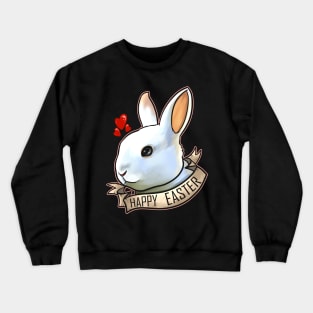 Realistic Happy Easter Bunny Head With Hearts On Easter Crewneck Sweatshirt